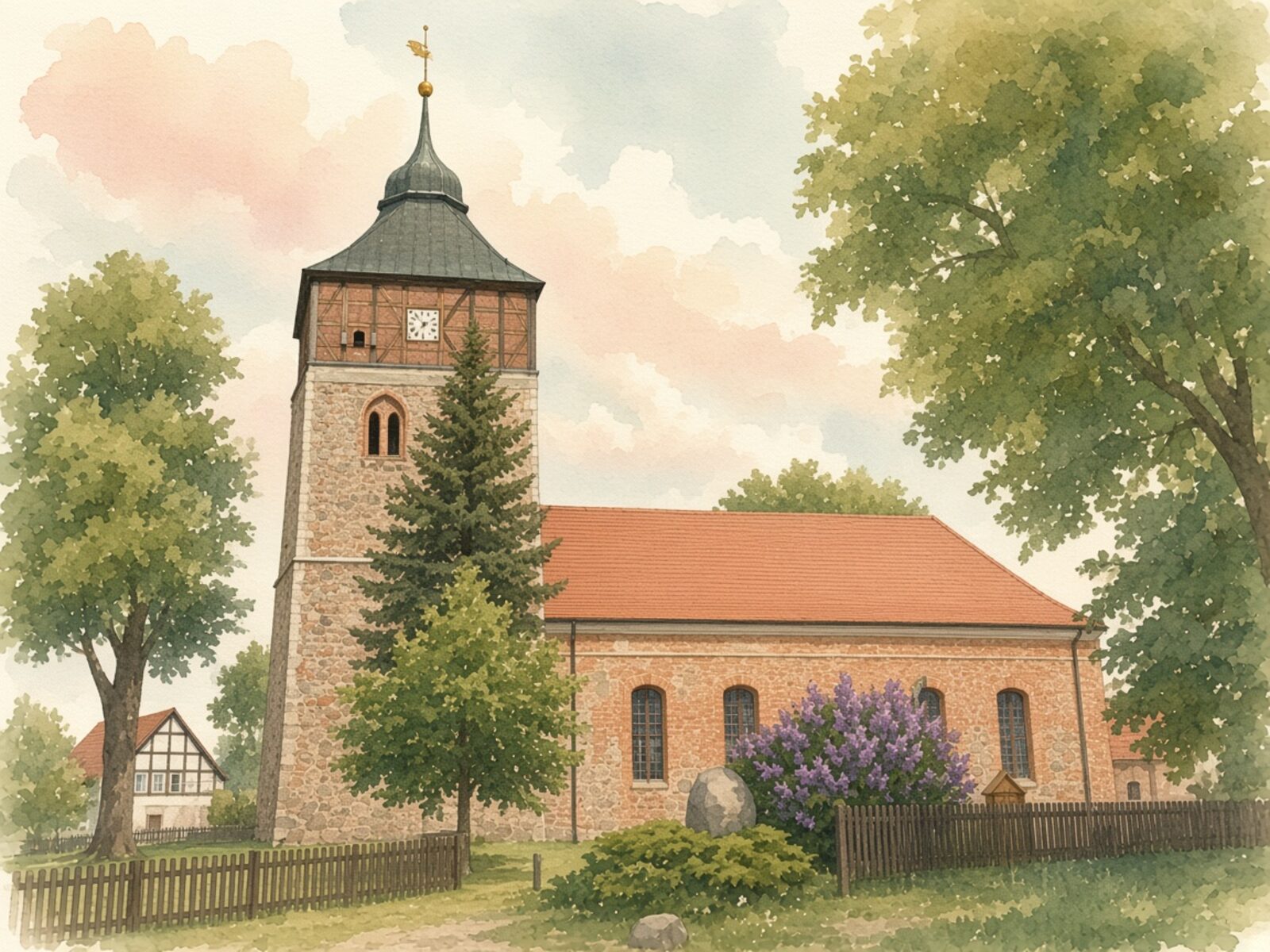 Aquarell von der Immanuelkirche Groß Schönebeck